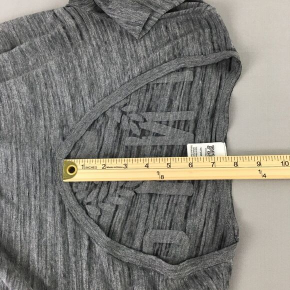 Victoria's Secret PINK Logo Cotton Blend Short Sleeve Top Sheer Grey Size S - Picture 12 of 14